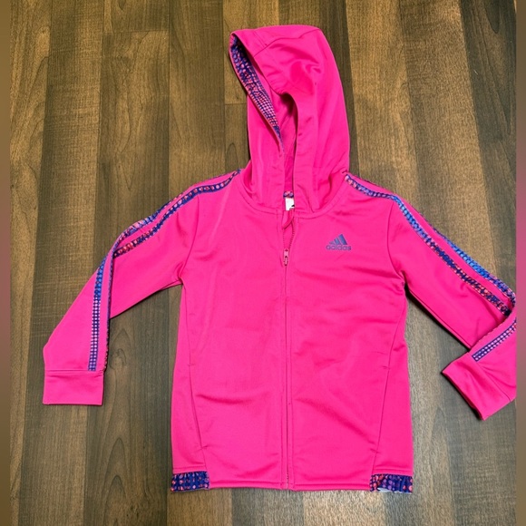 adidas Other - Adidas Vibrant Pink Hoodie with Patterned Trim